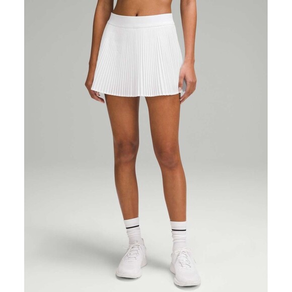 Lululemon Varsity High-Rise Pleated Tennis Skirt Skort Size 8 White Pickleball - Picture 1 of 11